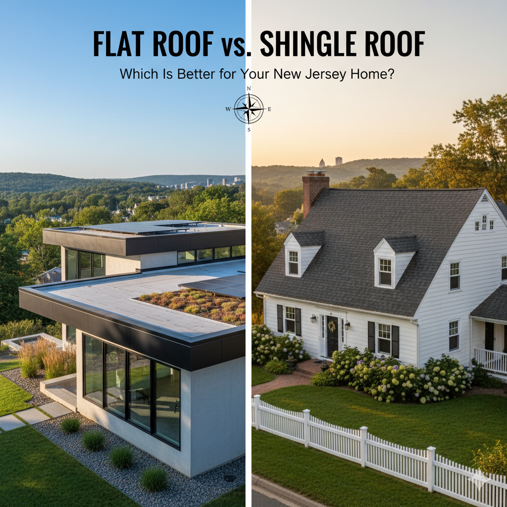 flat roof vs shingle roof New Jersey